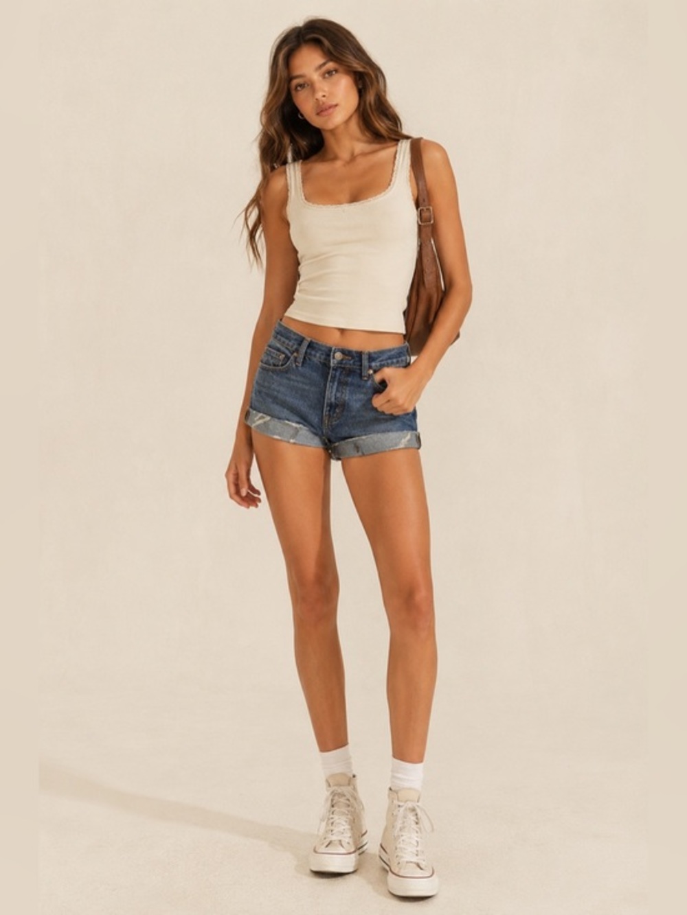 Abercrombie & Fitch High Rise‎ Denim Shorts Cuffed Distressed Size 24